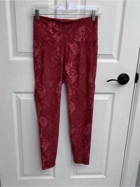 High-Waist Red Snake-Print Leggings